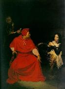 Paul Delaroche Joan of Arc is interrogated by The Cardinal of Winchester in her prison. USA oil painting artist